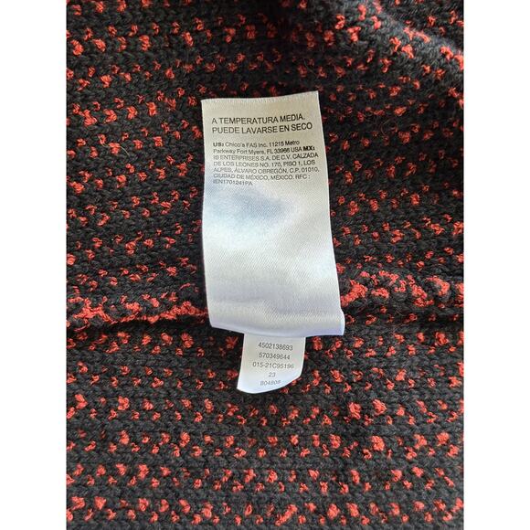 Chico’s Tweed Coatigan Medium Paprika Red Cotton Fringe Cardigan Sweater Blazer - Picture 11 of 11